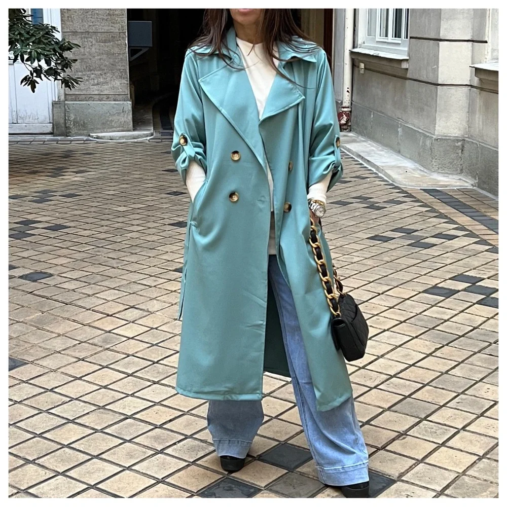 46 Made in France Fabulous Spring Belted Trench Coat jacket - Picture 3 of 7